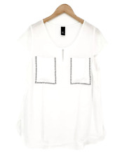 B.C. Damen BLUSE Longbluse Satin elegant Nieten Größe 44 weiß NEU B34