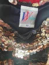 Pailetten Glitzer Top Vintage schwarz Gold bronze Gr. 44