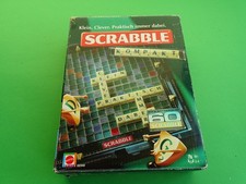 Scrabble Kompakt Mattel Reisespiel,komplettes Spiel in Hardcover-Box Wortspiel