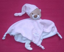 Nattou Schmusetuch Teddy Bär Mondbär rosa weiß Zipfelmütze Mond Stern