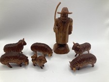 Erzgebirge alte Schnitzerei Hirte Schäfer Schafe Volkskunst Figur Sammler Konv.