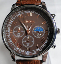 Braun/Silberne Geneva Quarz Analog Armbanduhr