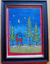 Wald Hirsch Sterne Mond Bild