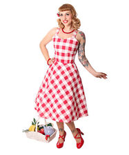 SugarShock Zoja 50er retro Gingham Picknick Latzkleid Petticoat Rockabilly Kleid