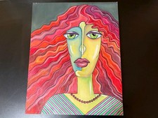 Gemälde Bild Deko Frau Bunt Abstrakt Locken