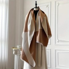 Beige, doppelseitig, gestreift – eleganter Schal für Herbst/Winter Unisex Luxus