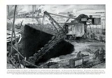 Kohle Tagebau Senftenberg XL Kunstdruck 1927 Braunkohle Schaufelradbagger Lore