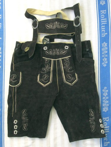 Bestickte braune lederhose - bestickte,