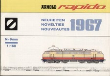 ARNOLD RAPIDO Neuheiten Katalog 1967 N = 9 mm 1/160 + Preisliste DM D E F aa