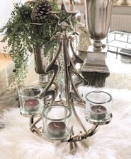 Hängender Adventskranz Weihnachtsbaum rund silber Metall 40 cm