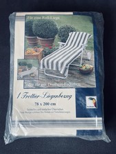 Frottee Liegestuhl Bezug Grau Weiß gestreift 78 x 200 cm