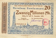 Ennigerloh Gemeinde 20 Millionen Mark 1923 gebraucht M-Füsse ungleich