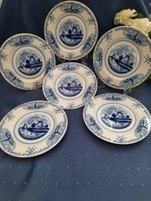 August Warnecke Delfzijl mit Mühlenmotiv 6 schöne Kuchenteller Porzellan Teller 