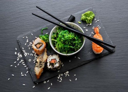Wandbild sushi und algensalat - sushi,