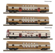 Spur N Fleischmann 6260074 + 6260075 - 4-tlg. Doppelstockwagen, DR Neu OVP