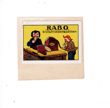 Alte Reklamemarke RABO-Brotschneidemaschinen (Brot - Max und Moritz - Reklame)