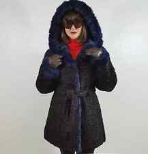 SWAKARA FUR COAT Pelz Mantel Kapuze Persianer Breitschwanz Kaninchen L XL 42