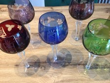 5.   Weingläser Bleikristall  Römer / Farbig -- Überfangglas