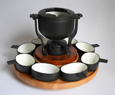Digsmed Fondue Set Gusseisen Drehteller 60er Denmark 9 Schälchen