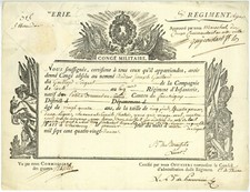 Schweizer Regiment VIGIER Strasbourg 1792 Conge COUSTARD DE SAINT LO REVOLUTION