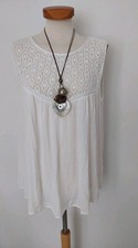 Laura Scott Top Shirt Bluse Hängerchen weiß ecru offwhite mit Spitze Gr. 44  TOP