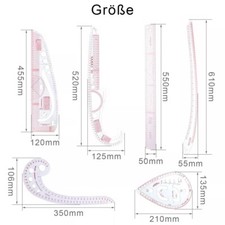 Kurvenlineal Set 7 Stück Schneiderlineal Lineal Nähen Kunststoff Nählineal für