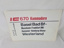 Zuglaufschild IC 670 Kommodore - Basel Bad Bf-Westerland - 30cm x 21cm