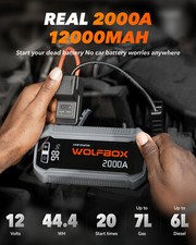 WOLFBOX 2000A Car Jump Starter Booster Jumper Box Power Bank Battery Charger