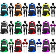 DE Damen Cheer Leader Kostüm Langarm Cheerleading Uniform Outfits Tanzkleid Sets