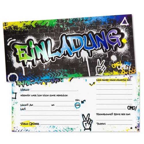 Graffiti einladungskarten - 15,