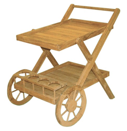 Premium teak servierwagen mit - premium,
