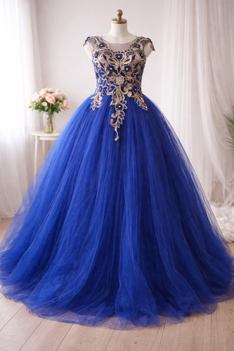 Blaues königliches abendkleid - königliches,