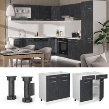 Schubunterschrank R-Line Schwarz Beton Weiß 80 cm ohne Arbeitsplatte Vicco