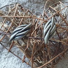 Ohrclips silber matt Blätterform groß  4 x 1,8 cm