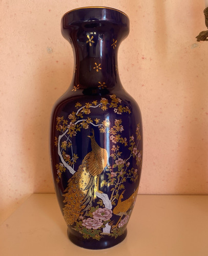 Porzellanvase blau weiß - blau-weiß, mit