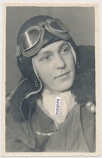 Foto Portrait Luftwaffe Pilot Fliegerkopfhaube 2.WK (790n)