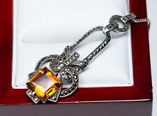 935 Silber - antiker großer Art Deco Anhänger - Citrin und Markasite