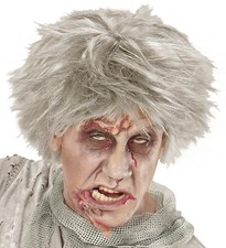 Perücke Zombie grau Karneval Fasching Halloween Kurzhaar verrückter Professor