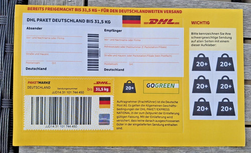 Dhl paketmarke 5 - x, kg