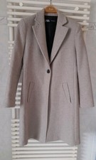 Zara Damen Wollmantel beige Gr. M Mantel gefüttert neuwertig