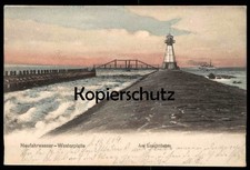 ALTE POSTKARTE DANZIG NEUFAHRWASSER WESTERNPLATTE AM LEUCHTTHURM STEMPEL OSTMOOL