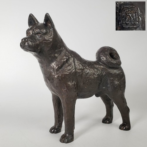 Akita hund bronzestatue - akita,