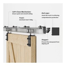 CCJH 244 cm Schiebetürbeschlag Carbonstahl Schwarz B‑Ware