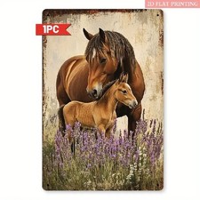 Blechschild Pferd mit Fohlen