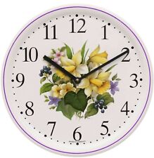 Küchenuhr Wanduhr Dekor Frühlingsblumen Quarz-Uhr Wohnraumuhr Keramik-Uhr rund 