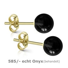 Ohrstecker 585 Gold  Onyx Kugel 6,0 mm  Ohrringe 1 Paar