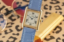 Cartier must Tank SM 925 Silber vergoldet Quarz Damenuhr Ref. W1013654 2415