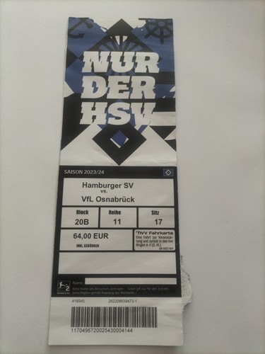Sammler ticket hamburger - ticket, 23/24
