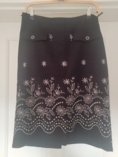 Rock, schwarz, Wolle, Stickerei, Ethno,  Gr. 38 TOP!