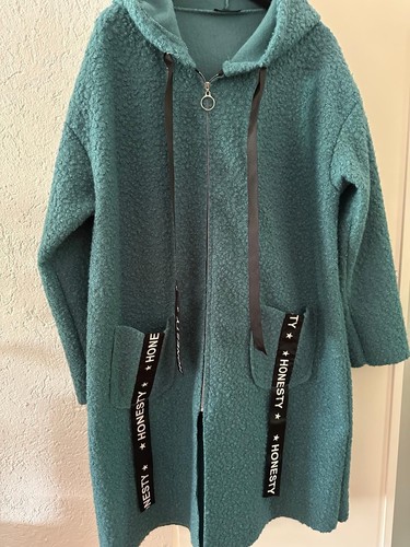 Damen bouclé mantel petrol - damen,